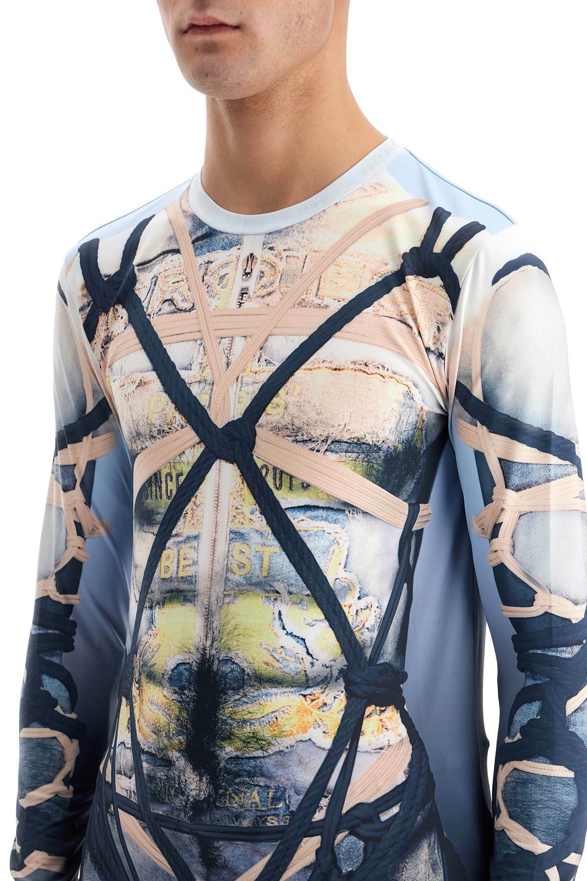 Y PROJECT bondage print t-shirt Blue