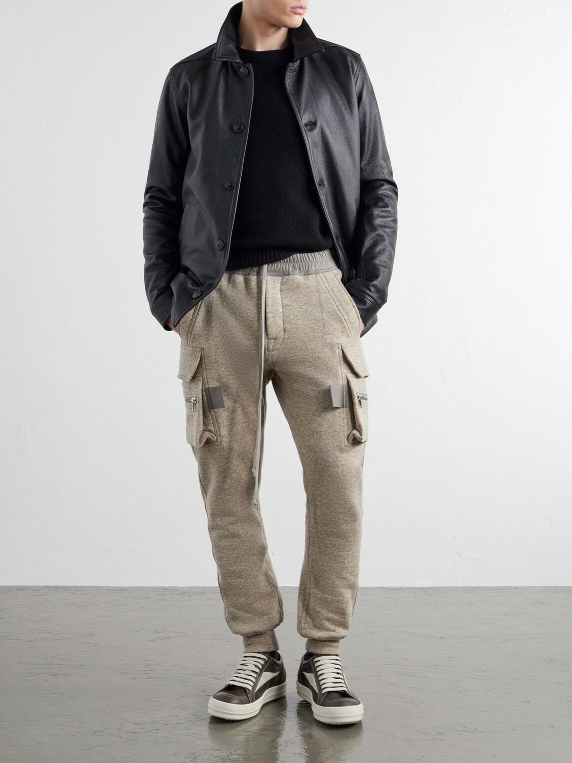 Rick Owens - Mastodon Tapered Wool and Cotton-Blend Jersey Sweatpants - Neutrals