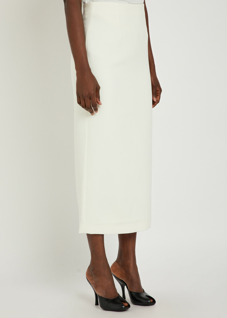 Roland Mouret Crepe Midi Skirt Cream