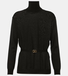 Valentino Belted virgin wool turtleneck sweater