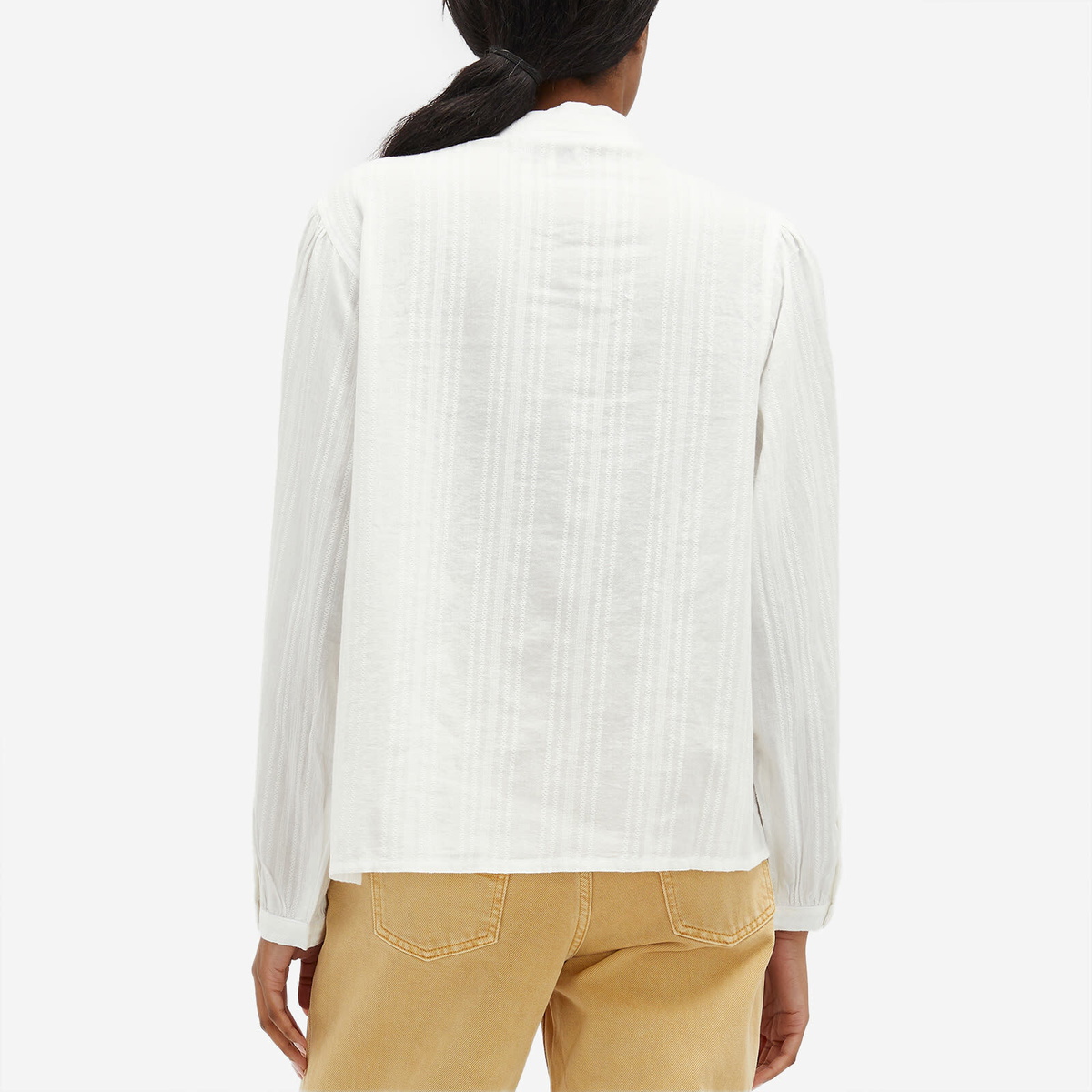 Nudie Jeans Co Women's Nudie Edith Striped Dobby Blouse in Off White