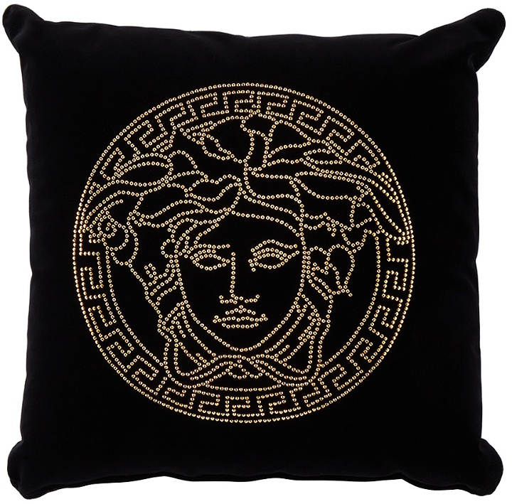 Photo: Versace Black Velvet Medusa Stud Pillow