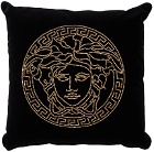Versace Black Velvet Medusa Stud Pillow