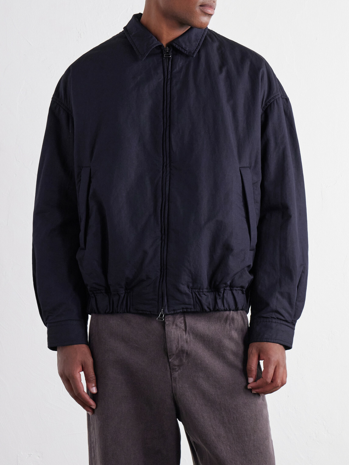 Casey Casey - Meaux Cotton and Linen-Blend Zip-Up Jacket - Blue