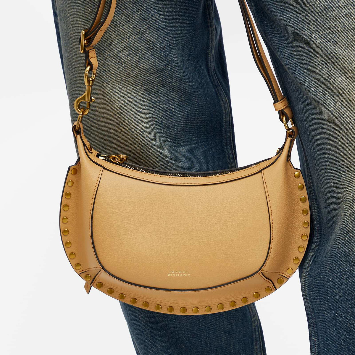 ショルダーバッグ・ポシェット Isabel Marant Isabel Marant Bags.. Brown ISABEL MARANT Oskan Moon whipstitched leather-trimmed suede