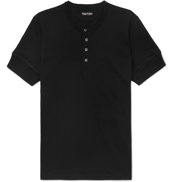 Photo: TOM FORD - Slim-Fit Cotton-Jersey Henley T-Shirt - Men - Black