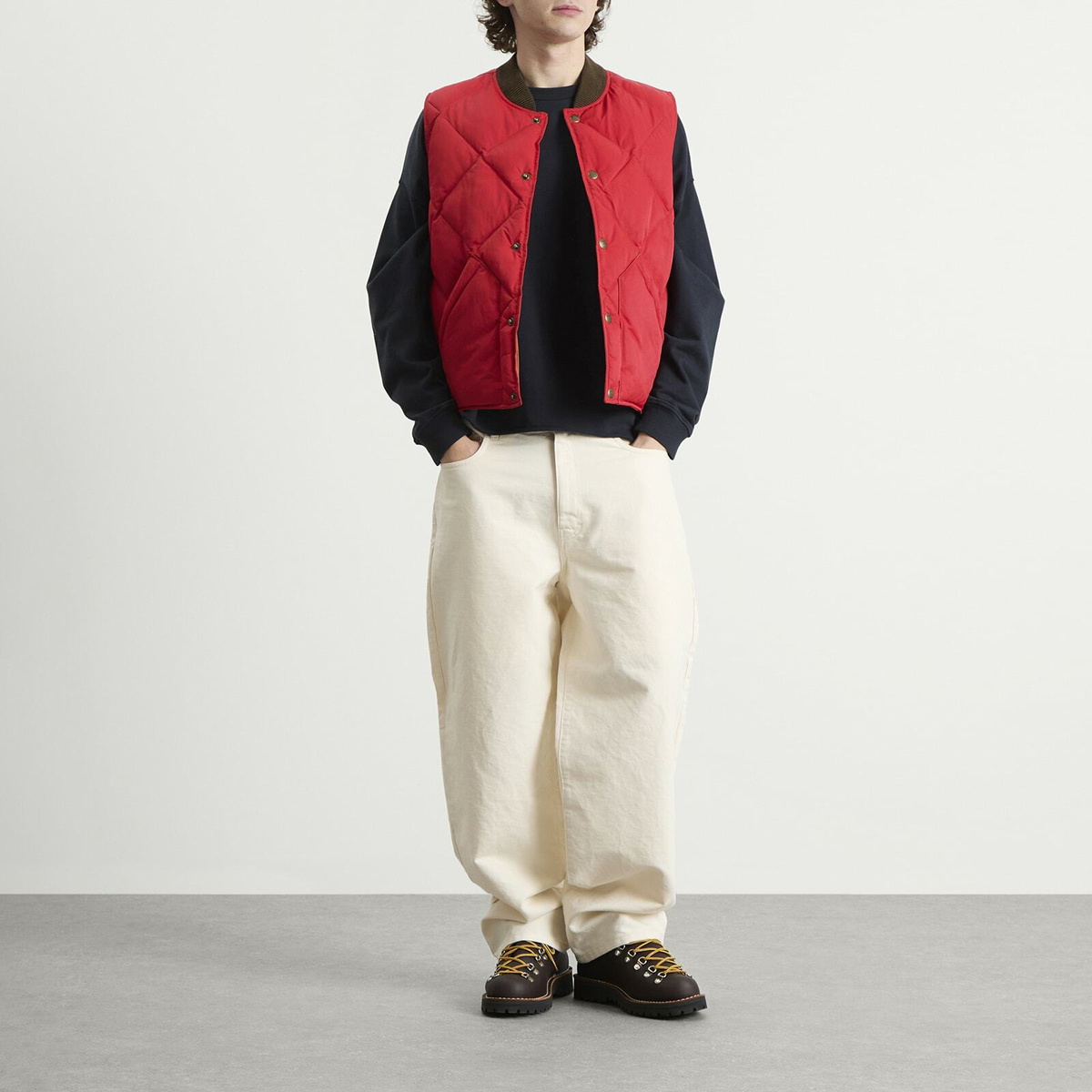 RRL Men's Down William Vest in Vintage Orange