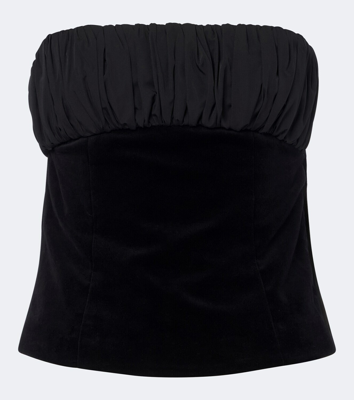 Posse Dean ruched cotton velvet strapless top