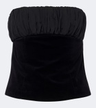 Posse Dean ruched cotton velvet strapless top