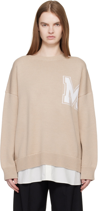 Photo: MM6 Maison Margiela Pink 'Two in One' Varsity Knit Sweater
