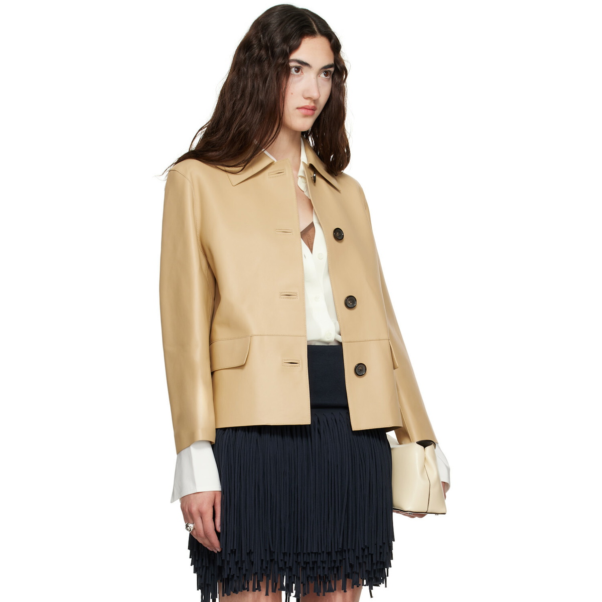 TOTEME Beige Bonded Leather Jacket