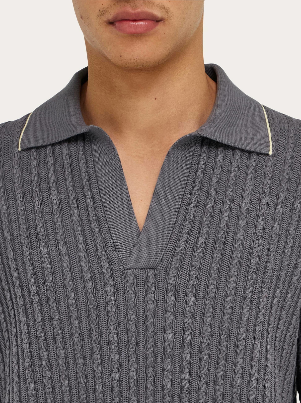 Ferragamo Mens Knitted polo top in Grey