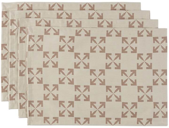 Photo: Off-White Beige Arrow Pattern Table Mat Set