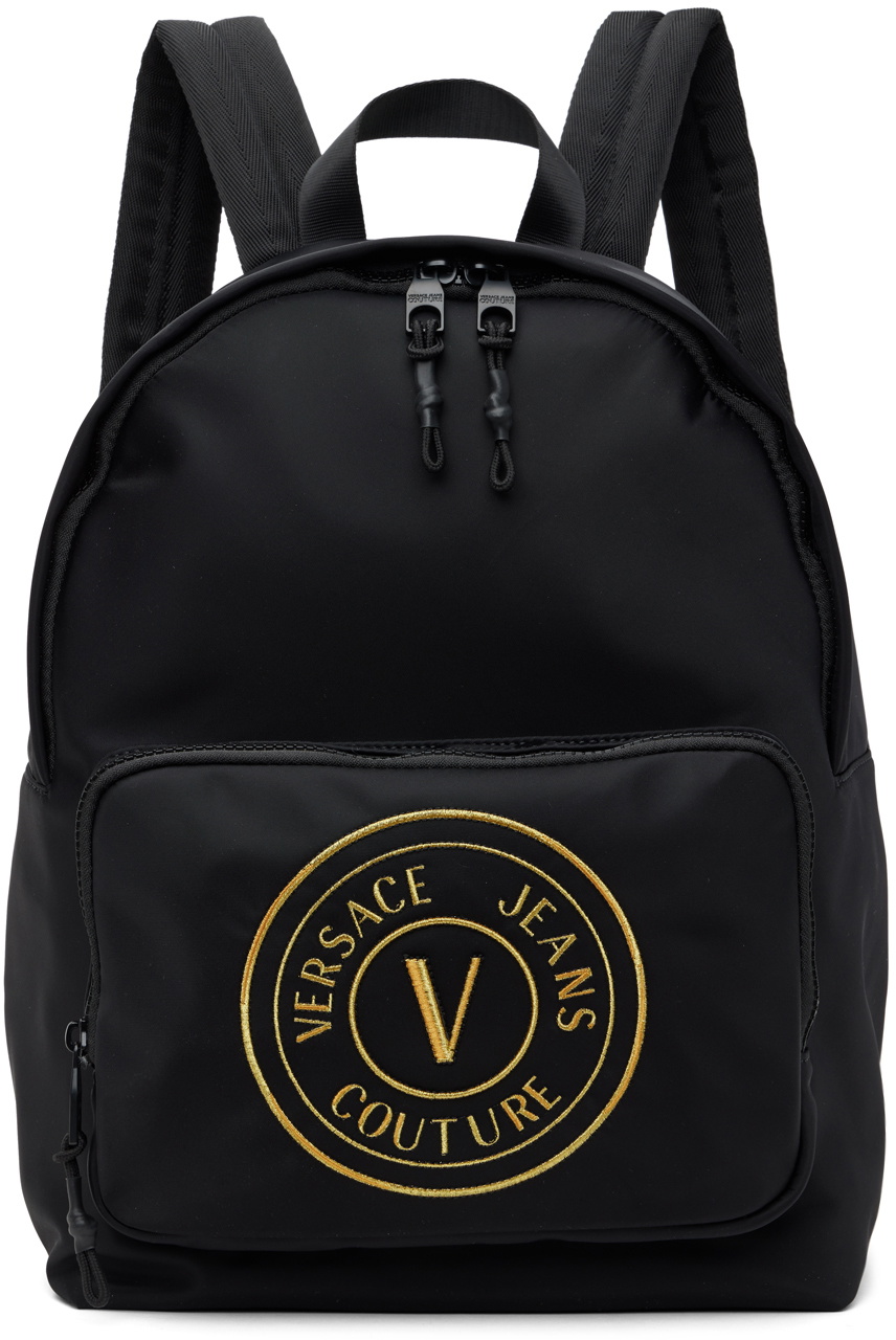 Versace Jeans Couture Black V-Emblem Backpack Versace