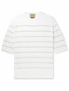 Federico Curradi - Linen-Trimmed Striped Cotton T-Shirt - White