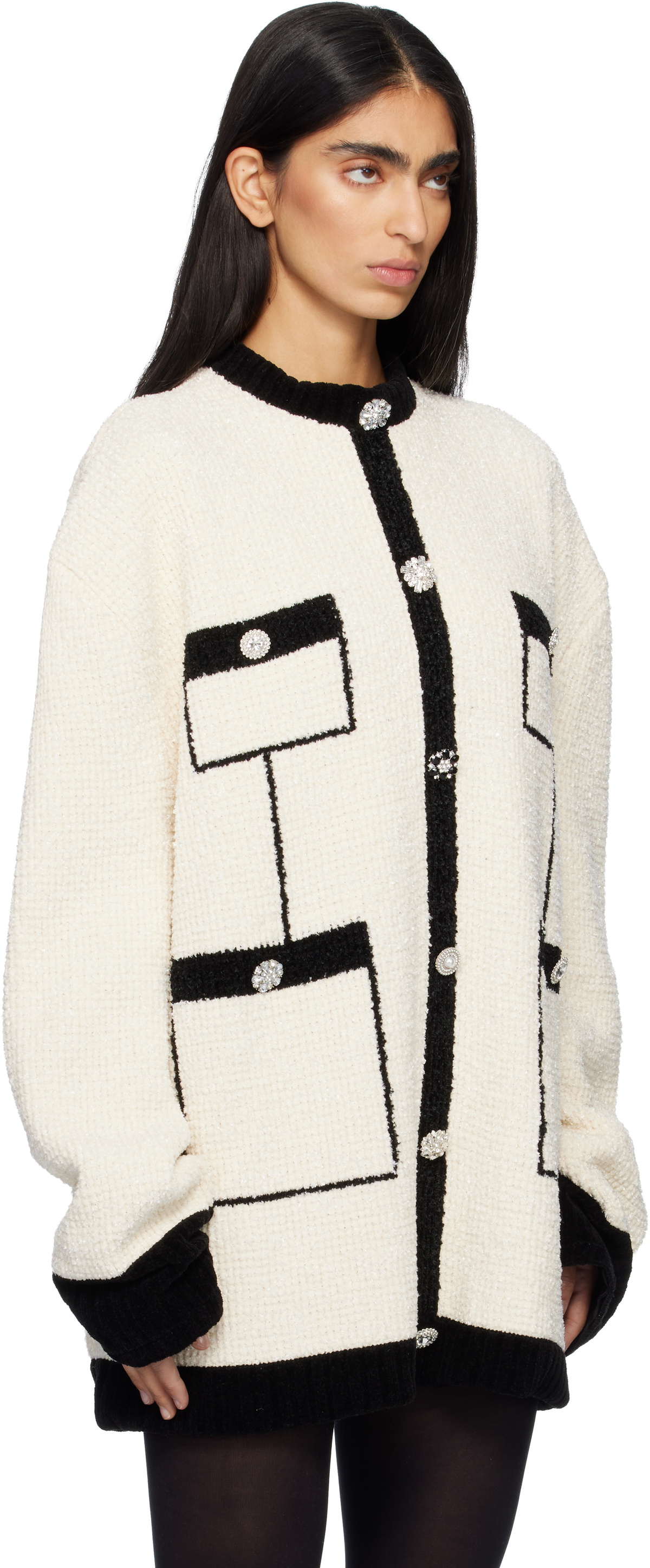 MARIE ADAM-LEENAERDT Off-White Covered Tweed Sweater