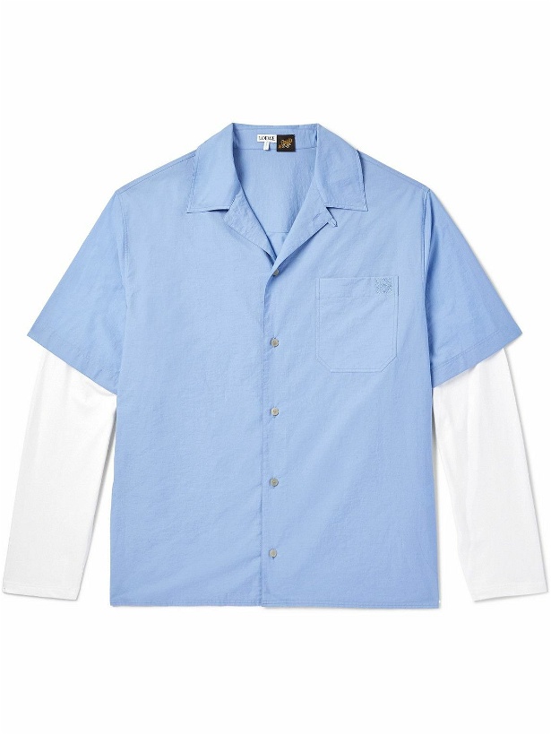 Photo: LOEWE - Paula's Ibiza Convertible-Collar Layered Cotton-Blend and Cotton-Jersey Shirt - Blue