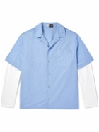 LOEWE - Paula's Ibiza Convertible-Collar Layered Cotton-Blend and Cotton-Jersey Shirt - Blue