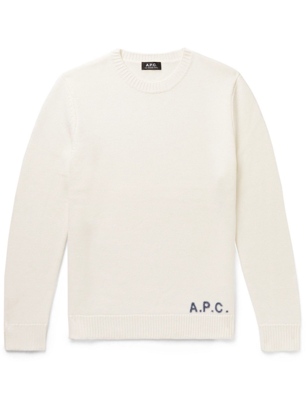 Photo: A.P.C. - Logo-Jacquard Wool Sweater - Neutrals
