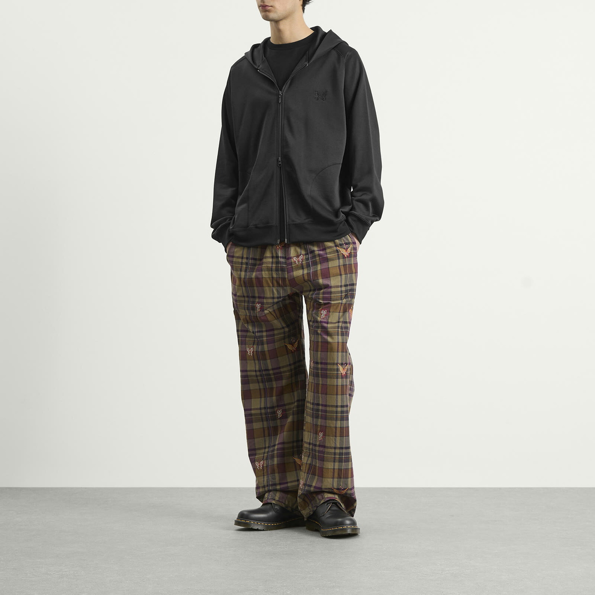 Needles Men's Bright Jersey Zip Hoodie in Black