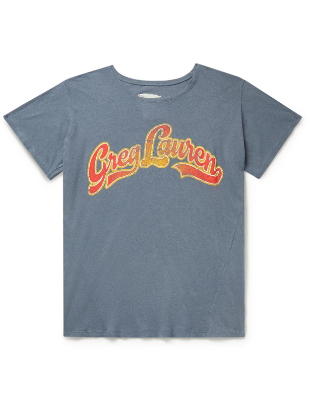 Photo: Greg Lauren - Logo-Print Recycled Cotton-Jersey T-Shirt - Blue