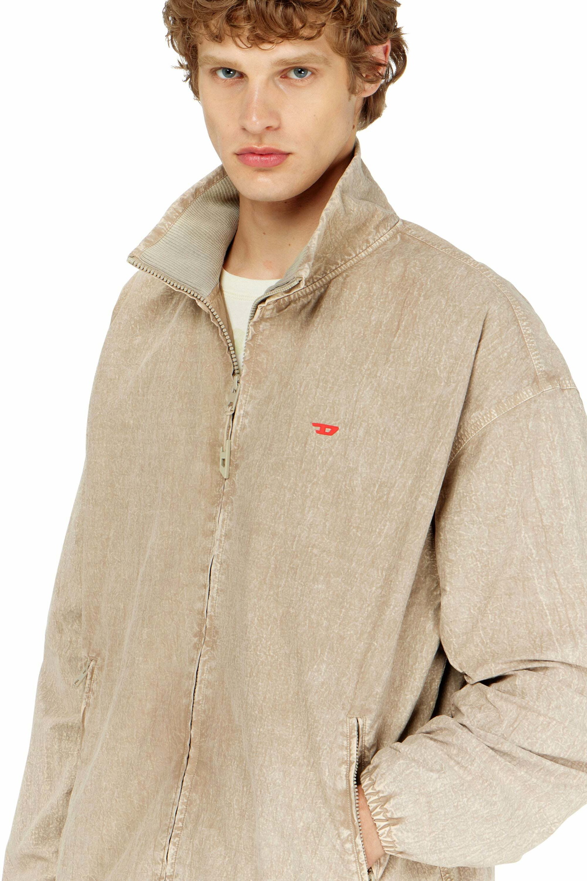 Diesel Treated taslan jacket with treated finish - Jackets Mens in Beige