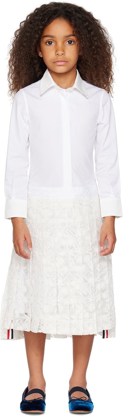 Thom Browne Kids White Pleated Dress