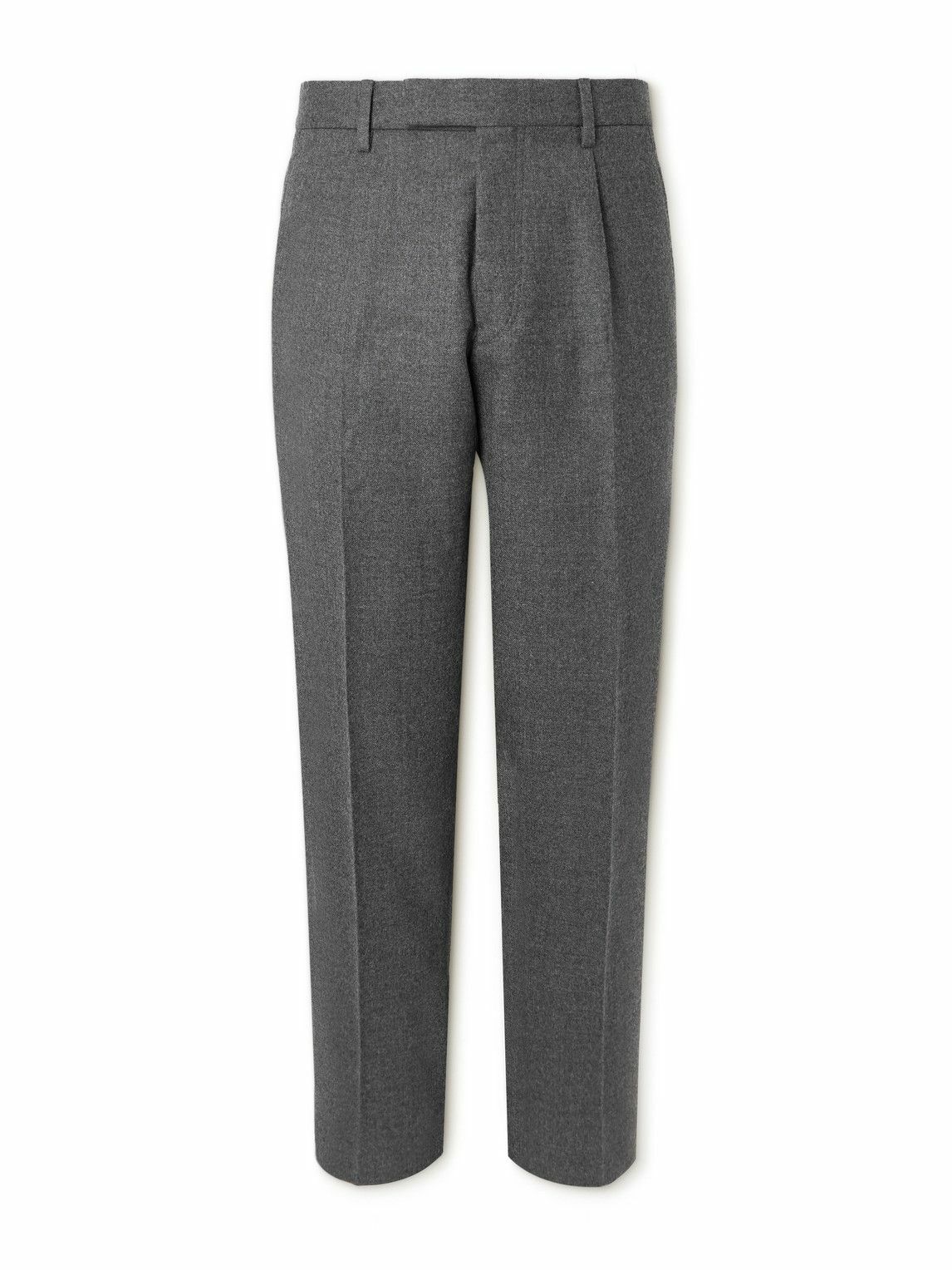 Zegna - Tapered Pleated Wool Trousers - Gray