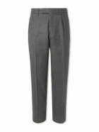 Zegna - Tapered Pleated Wool Trousers - Gray