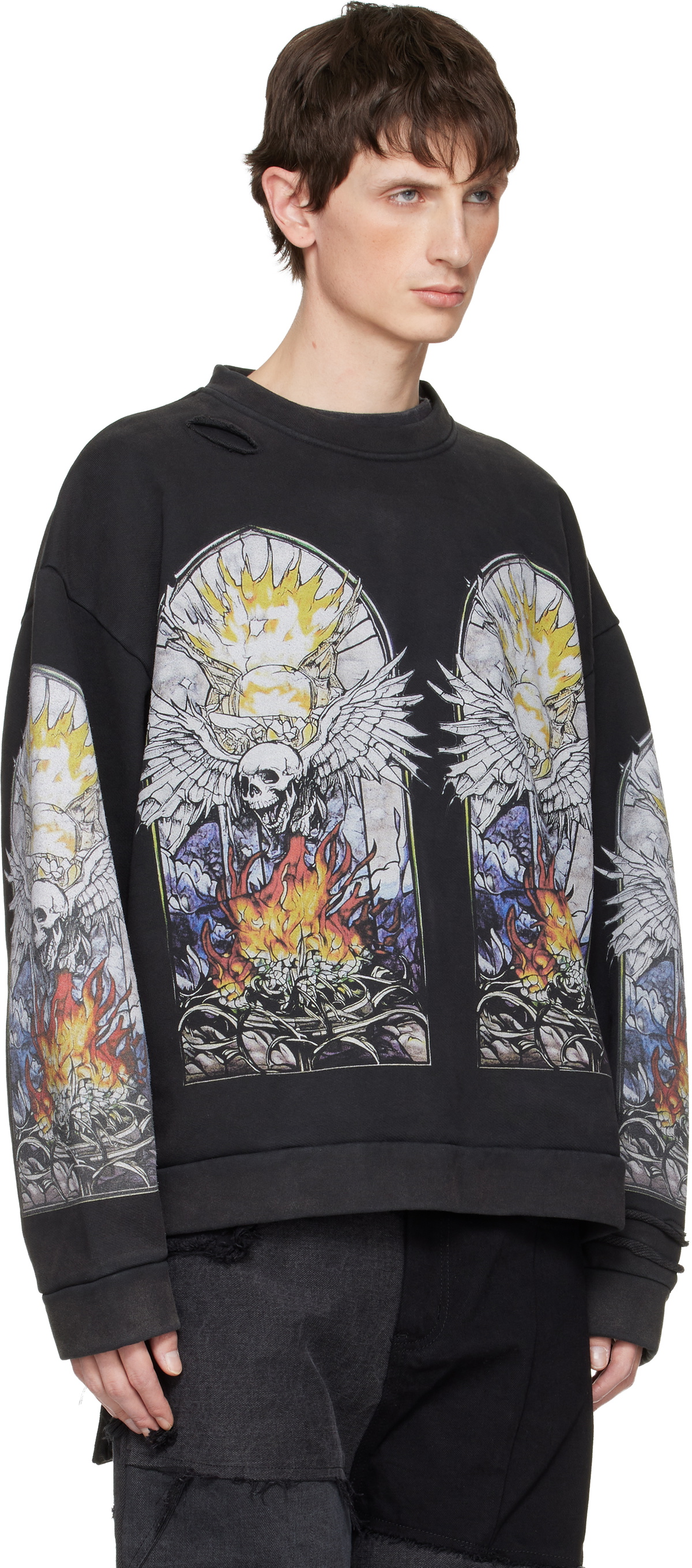 Who Decides War Black Skull Pullover Sweatshirt