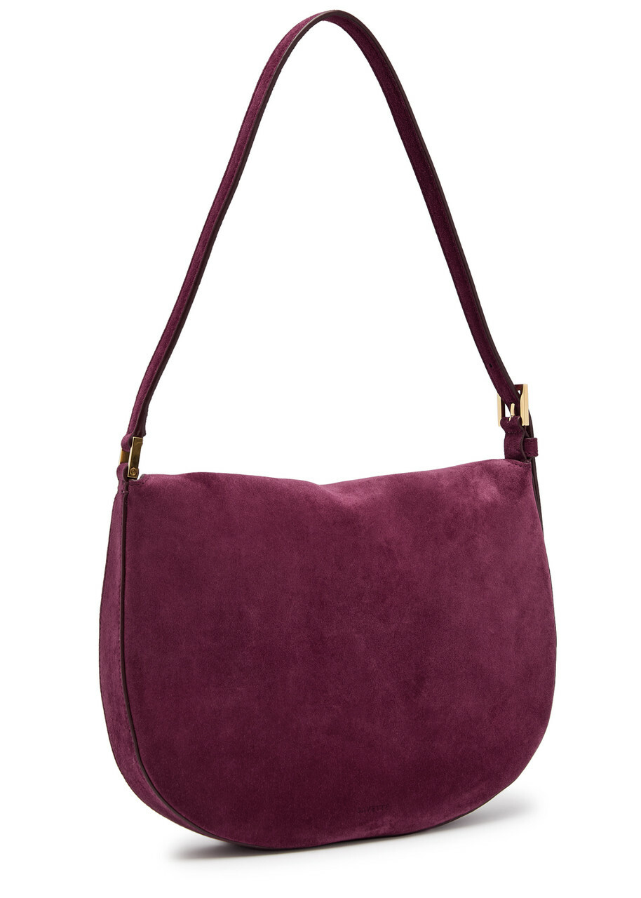 Savette Tondo Small Suede Shoulder bag - Plum - One Size