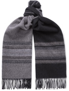 RRL - Weston Fringed Intarsia Wool and Cashmere-Blend Scarf - Black