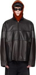 VETEMENTS Black & Brown Cut-Up Leather Jacket