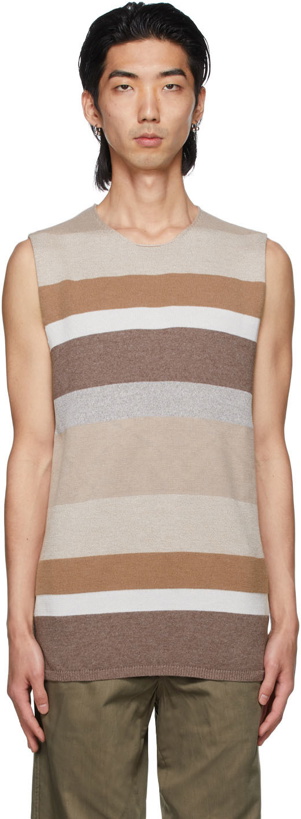 Photo: Comme des Garçons Shirt Brown Knit Stripe Vest