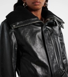 Victoria Beckham Cropped belted leather biker jacket