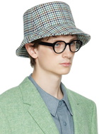 Thom Browne Blue Houndstooth Bucket Hat