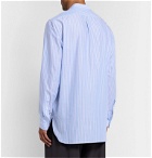 Rochas - Grandad-Collar Striped Cotton-Poplin Half-Placket Shirt - Blue