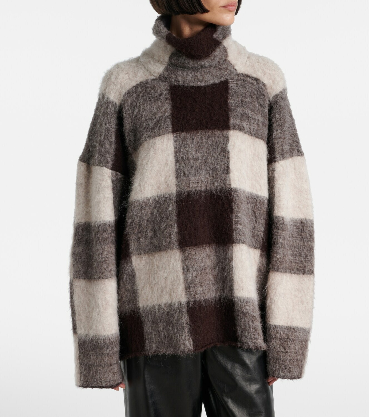 Proenza Schouler Kai checked alpaca-blend turtleneck sweater
