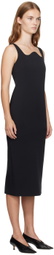 Recto Black Signature Curved Neck Midi Dress