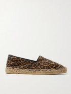 SAINT LAURENT - Leather-Trimmed Leopard-Print Suede Espadrilles - Animal print