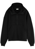 Saint Laurent Panelled Half-zip Hooded Cotton Sweatshirt Black