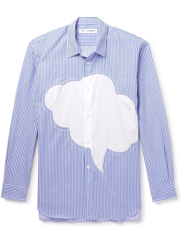 Photo: Comme des Garçons SHIRT - Christian Marclay Panelled Striped Cotton-Poplin Shirt - Blue