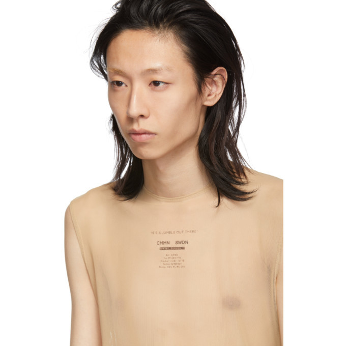 CMMN SWDN Tan Mesh Second Skin Tank Top CMMN SWDN