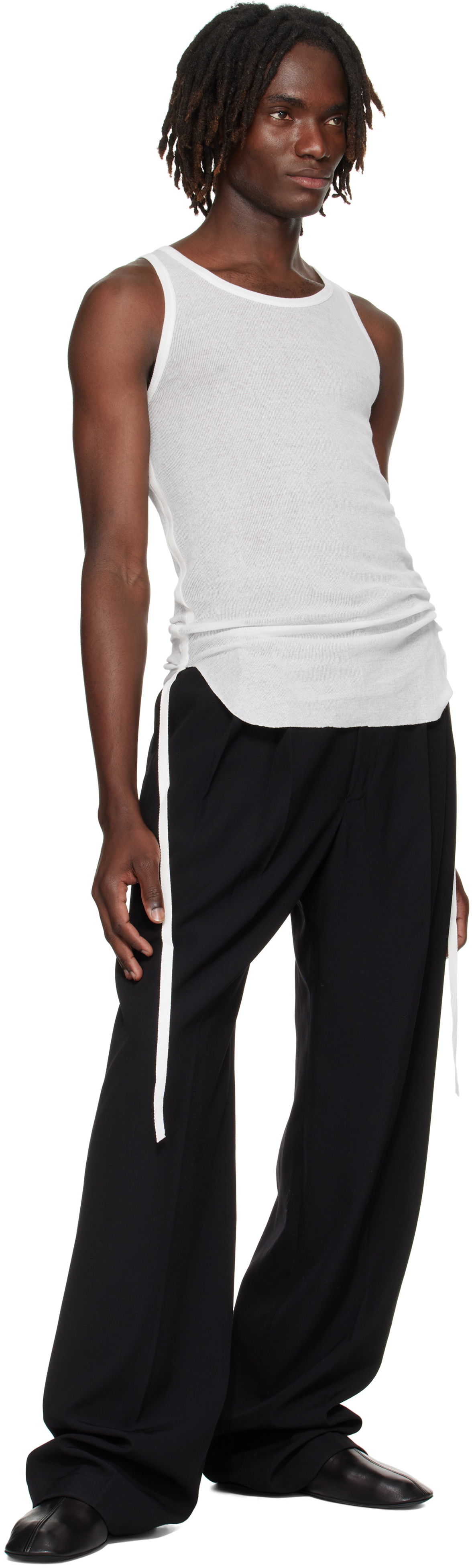 Ann Demeulemeester White Boris Wrinkled Cropped Tank Top