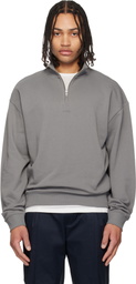Hugo Gray Cotton Terry Logo-Print Sweatshirt