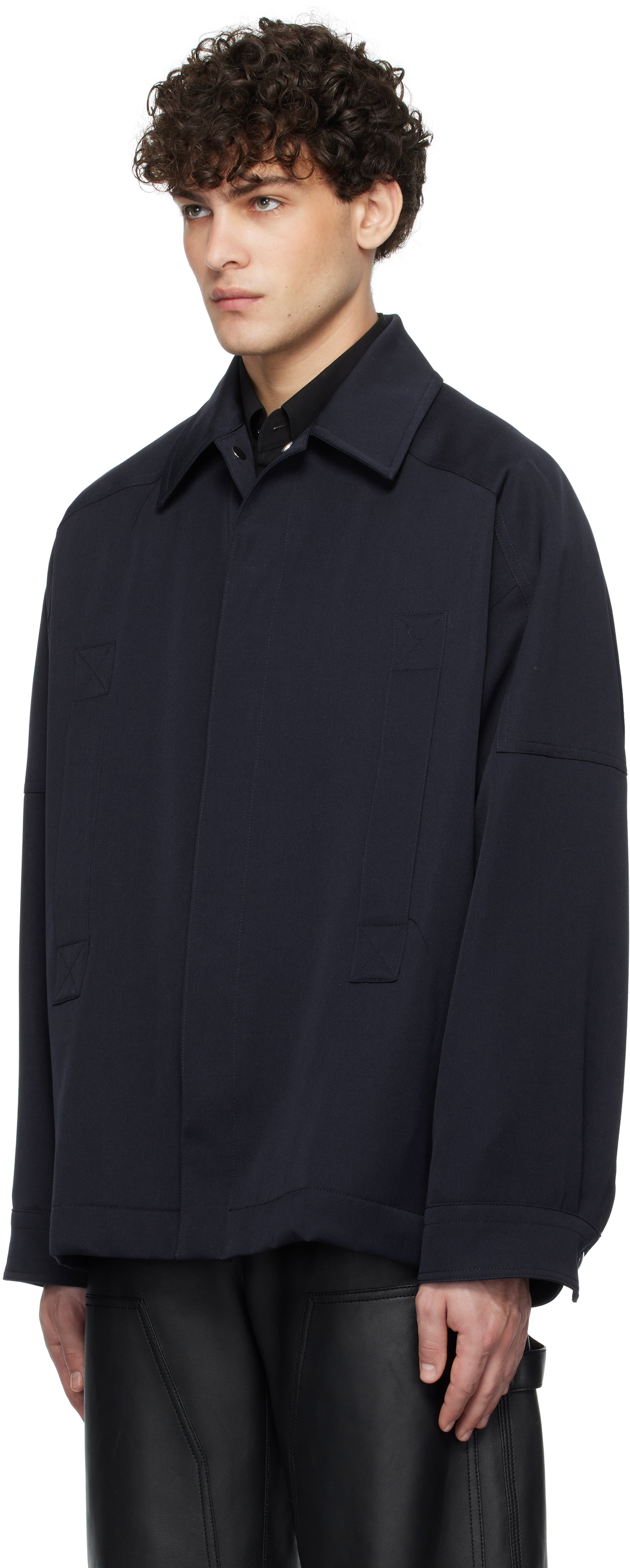 Bottega Veneta Navy Wool Grain de Poudre Jacket Bottega Veneta