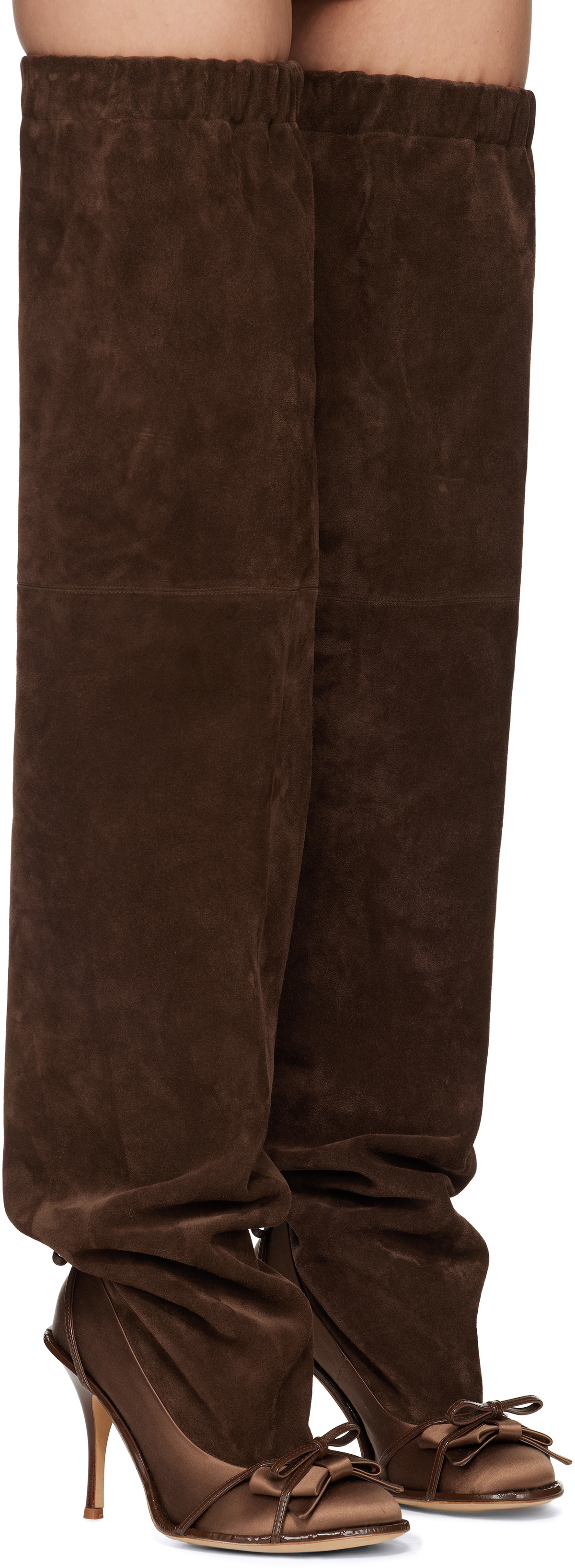 ALL-IN Brown Double Thigh High Tall Boots