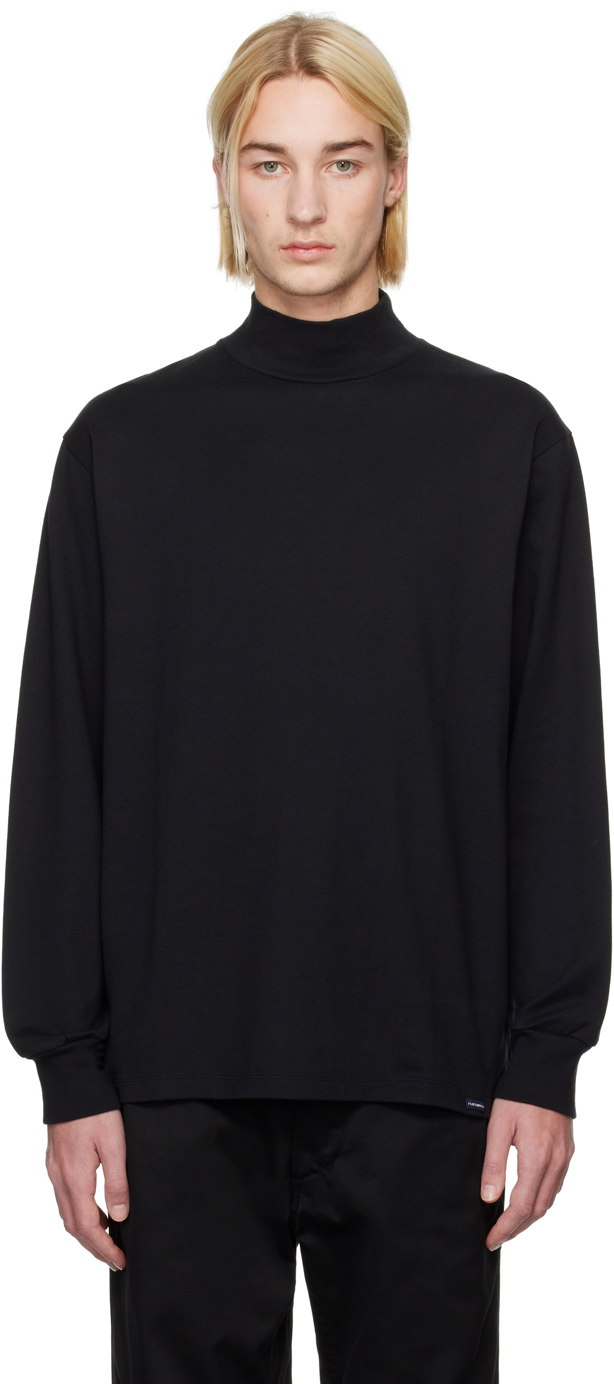 nanamica Black L/S Mock Neck T-shirt Nanamica