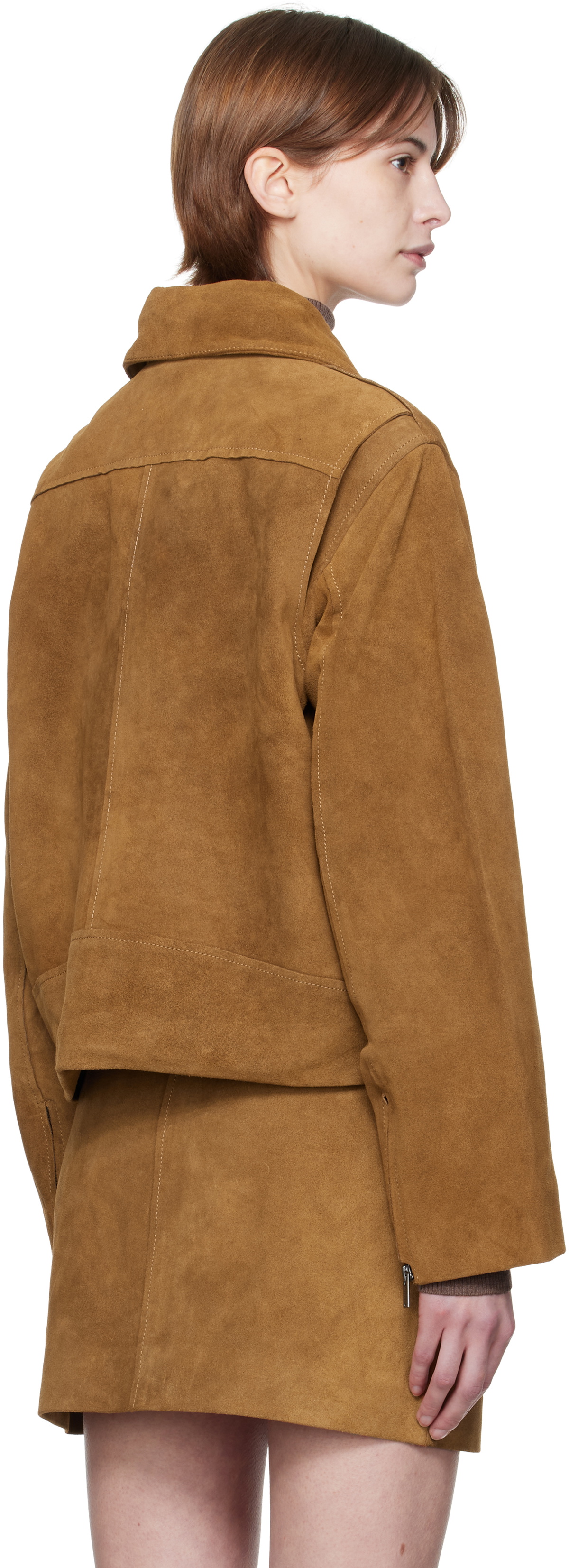 Holzweiler Tan Cia Suede Leather Jacket