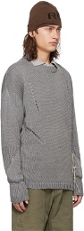 ROA Gray Perforated Sweater